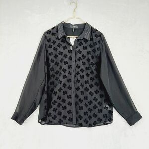 New JESSICA SIMPSON BLACK STYLISH SHEEP FANSY TOP BLOUSE P6586
